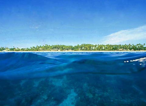 Alona Beach seen Half Underwater